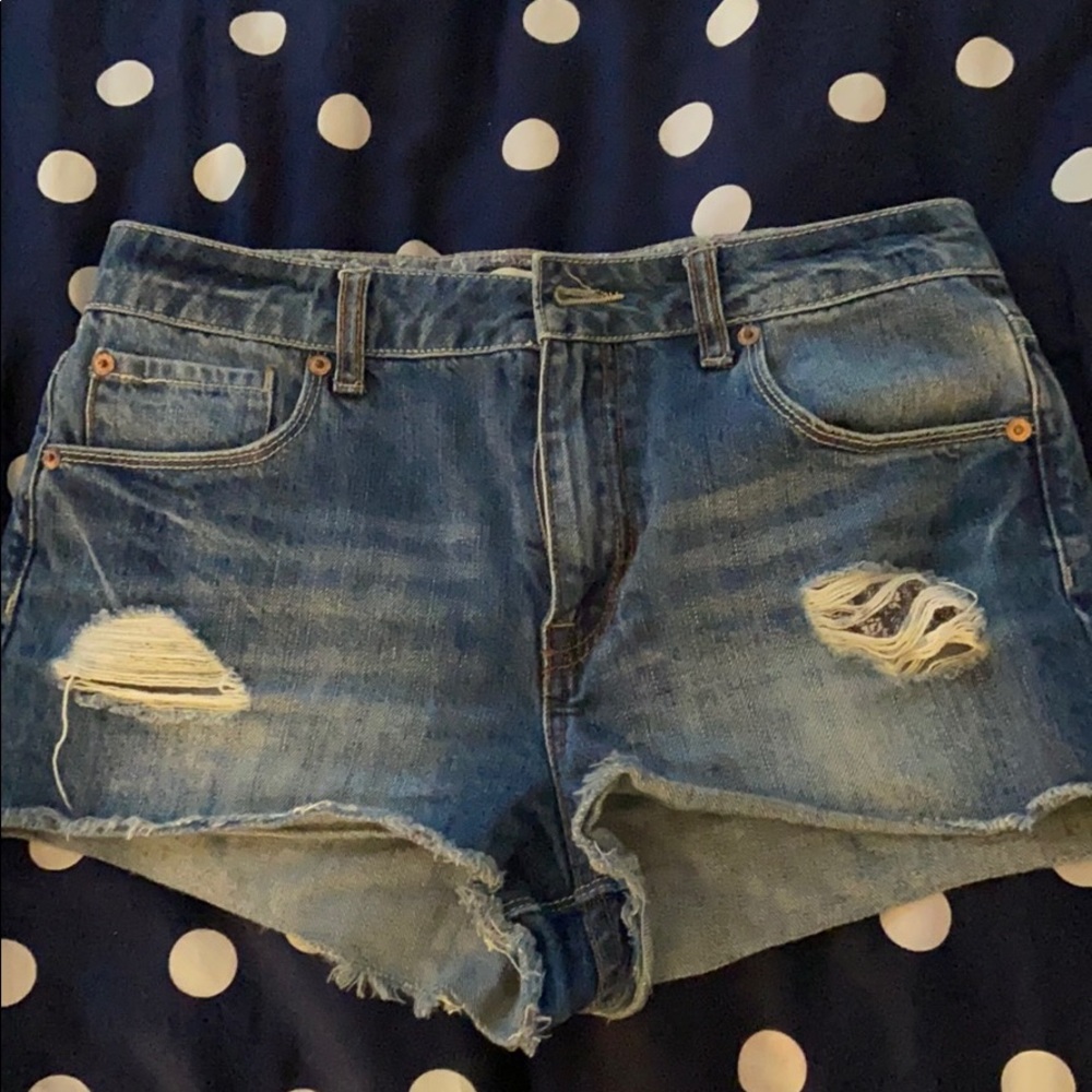 High waisted jean shorts